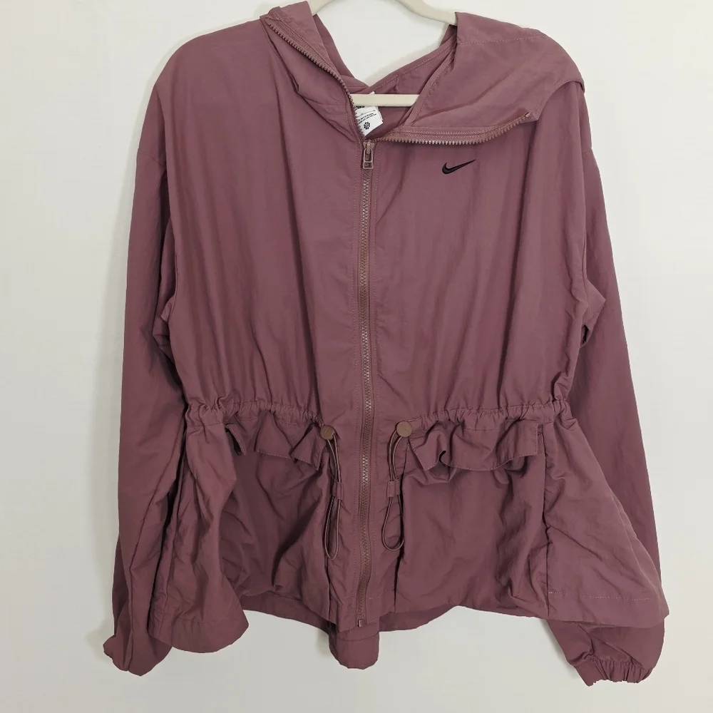 Nike Pink Lightweight Full Zip Stand Collar Flap Pockets Jacket Women's Size M